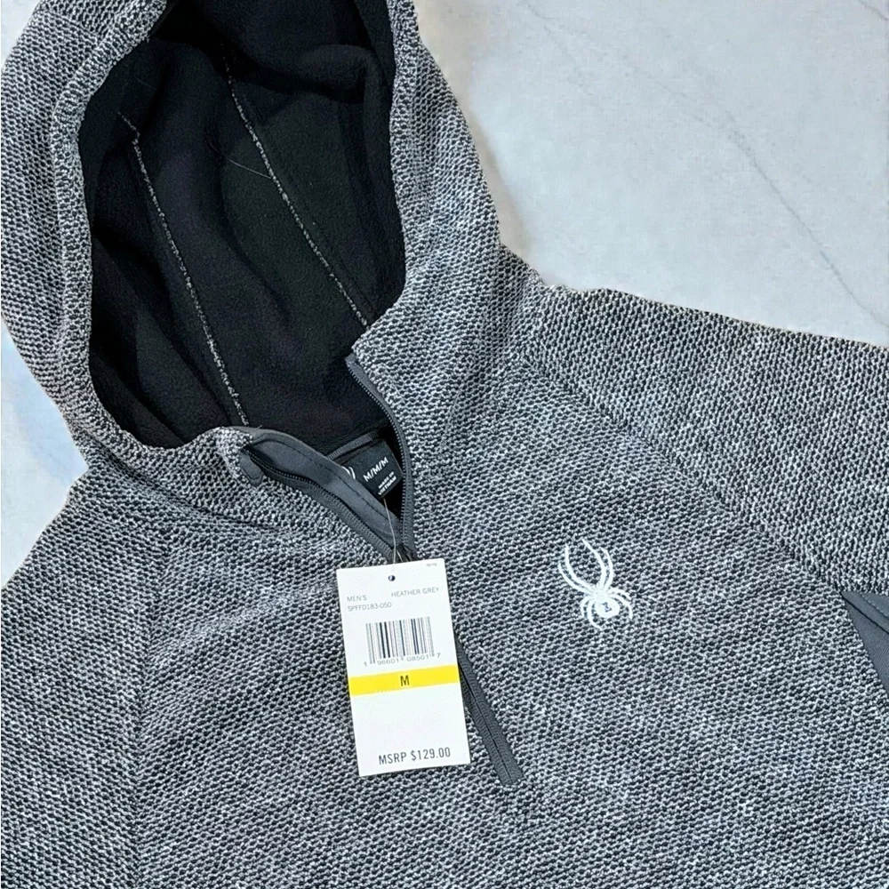 Spyder Men's Quarter -Zip Outbound Jacket Pullover Sweater- Gray- Medium NWT - Picture 2 of 6